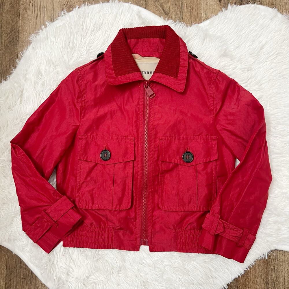 Burberry Red Windbreaker Long Sleeves Sport Bomber‎ Jacket Size 4Y